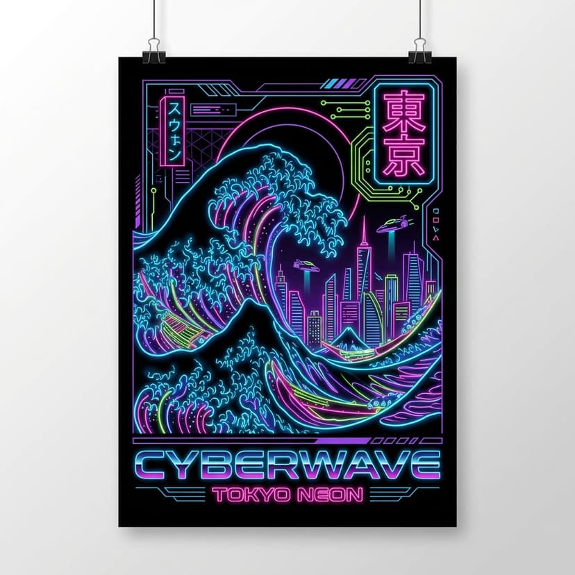 Cyberpunk wave poster art